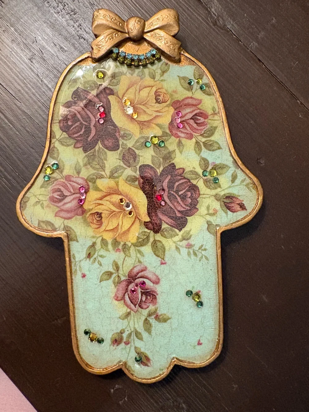 Michal David Handmade Jeweled Hamsa — Hanging Wall Decor